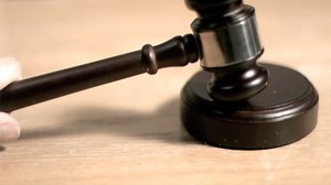 Gavel hitting in super slow motion a sound block | Premium Stock Video Footage