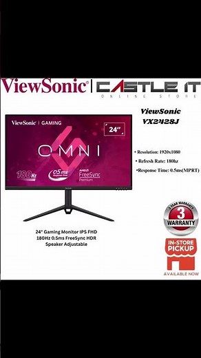 ViewSonic VX2428J 24" Gaming Monitor IPS FHD 180Hz 0.5ms FreeSync HDR Speaker Adjustable