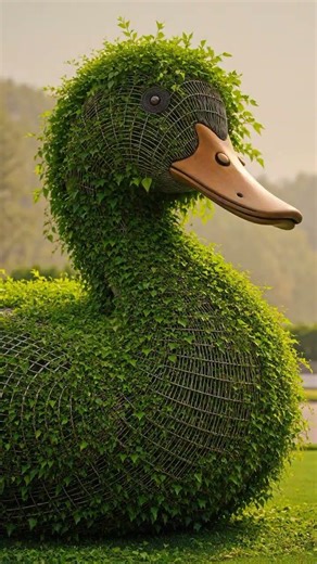 Making a Splash Without Water! This Duck topiary transformation is simply stunning.#DuckSculptur