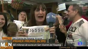 A Spanish television reporter has been left red faced after wildly celebrating a lottery win live on air that later turned out to be a fraction of the jackpot.
