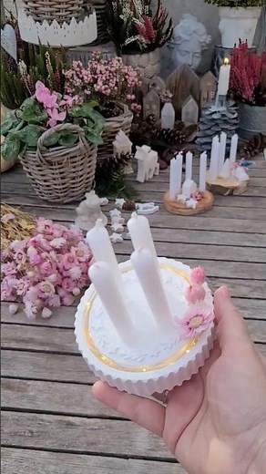 Mini Adventskranz to Go basteln - aus Baumscheibe oder mit Silikonform zum Keramikgiessen