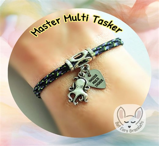 30 CORD COLOURS Master Multi Tasker Bracelet Octopus Charm Busy Mums Gift Positive Gift Adjustable Cord Bracelet Personalised Gift