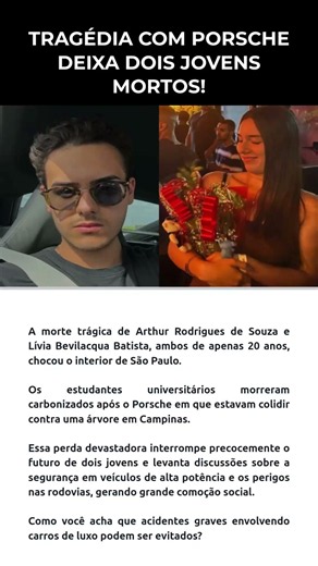 TRAGÉDIA COM PORSCHE DEIXA DOIS JOVENS MORTOS!