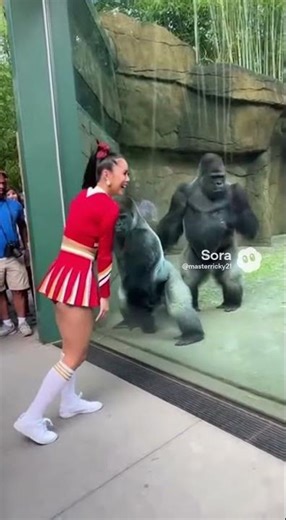 Wife gorilla intervenes when the husband is focused on the crowd #nextgenai #aigenerated #funny