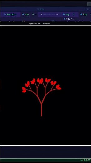 When code turns into art! 💻❤️ Python Turtle Love Tree! #Python #Coding #TurtleGraphics #Art