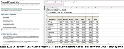Excel 2021 In Practice - Ch 3 Guided Project 3-3 - Blue Lake Sporting Goods (Update in 2025)