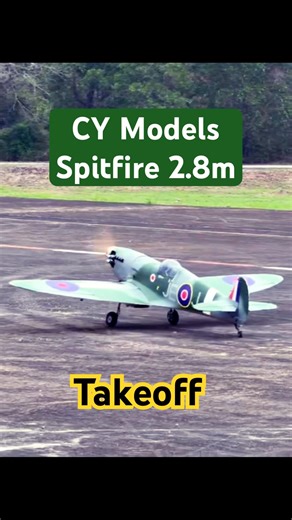 Takeoff - CY Models Spitfire #rcwarbird #warbird #ww1 #spitfire #rcaircraft #rcplane #rcpilot #saito