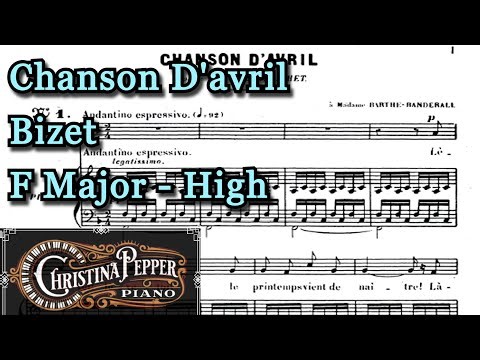 Chanson D'avril F Major Piano Accompaniment Bizet Karaoke High Voice