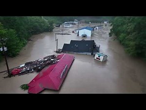 Insane Flooding - Hindman, Ky Knott County- July 2022 - Drone 4k