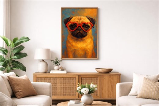 Pug Wall Art Printable, Cute Pug Dog Poster, Minimal Dog Illustration, Dog Lover Gift, Modern Pet Decor, Instant Download - Etsy