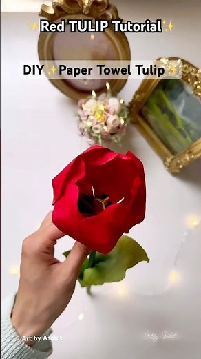 How to Make a red Paper Tulip | DIY Paper Towel Tulip