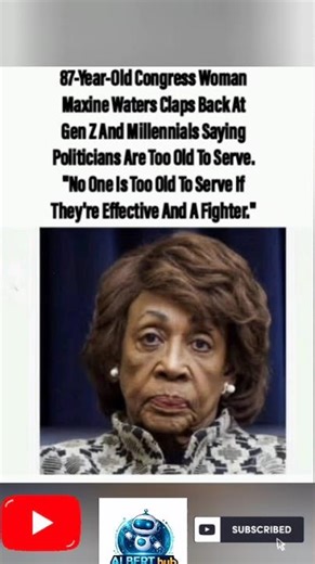 👵💬 MAXINE WATERS, 87, FIRES BACK: "NO ONE IS TOO OLD TO SERVE!".#shorts"