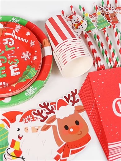 Christmas Table Setting with Tableware Set Holiday table makeover in seconds 👀✨ Christmas tableware stickers = total vibe upgrade 🎄 #christmastable #holidaydecor #tablescapestyling #partydecor