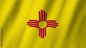 New Mexico Flag. New Mexico State Flag Waving. Flag of New Mexico footage video waving in wind. Flag of New Mexico 4K Animation