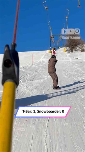 Thrill-seeker’s T-bar lift stunt ends in epic snowboarding wipeout