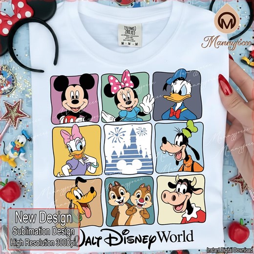 Cute Mouse and Friends PNG, Cartoon Characters, Mouse Head & Magical Castle, Family Vacation Shirt Design, Retro Png, Digital Download - Etsy