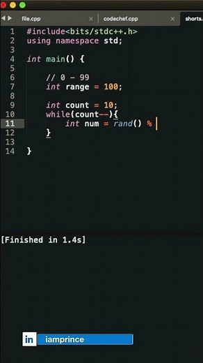 Random Number Generator in c++ 🔥🔥 | Coding Tips #shorts