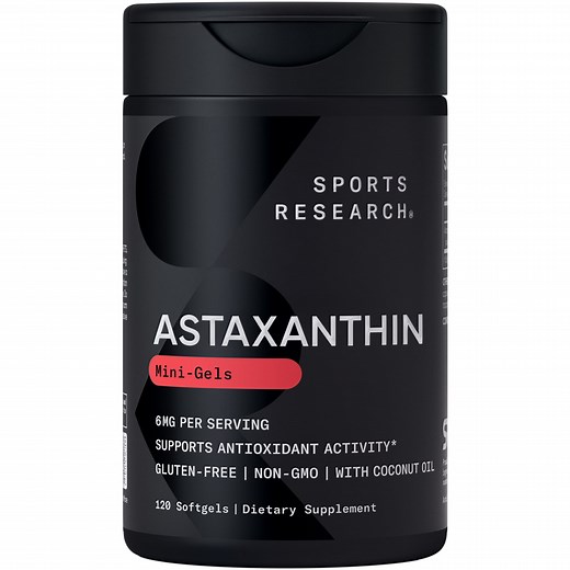 Sports Research® Astaxanthin Supplement from Algae - For Antioxidant Activity, Skin & Eye Health (120 Softgels)