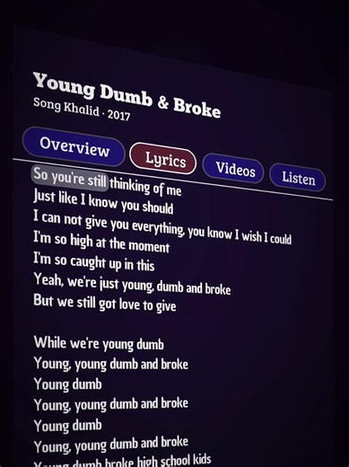 Young Dumb & Broke lyrics - Khalid (Full song lines)