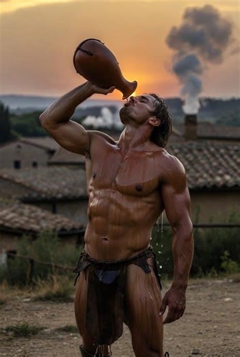 Gladiator Sunset Drink #muscle #motivation #gladiator #athlete #model #mastersathlete #Roman #male