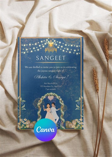 Indian Sangeet Invitation Template (canva Editable) - Etsy