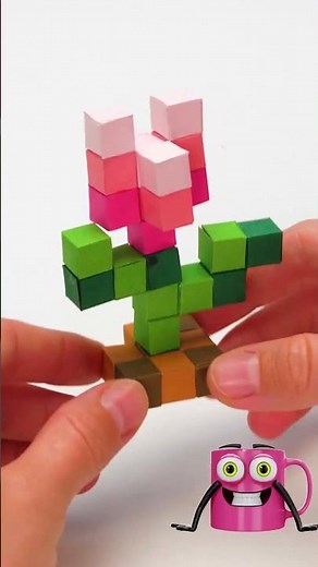 How to make a paper Minecraft flower! 🌼🎮 #papercraft