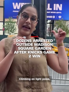An NBA Finals watch party outside Madison Square Garden Friday night ended with 26 arrests, including one person who police said punched one officer before biting another. CNN’s Gloria Pazmino reports.