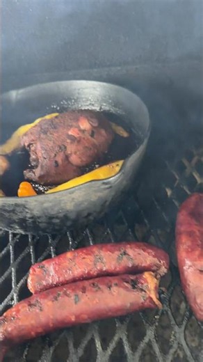 Smoking some Venison roast and deer sausage #outdoorcooking #countrylife