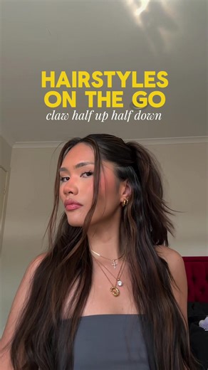 half up half down claw hairstyle #hair #hairstyle #halfup #tutorial