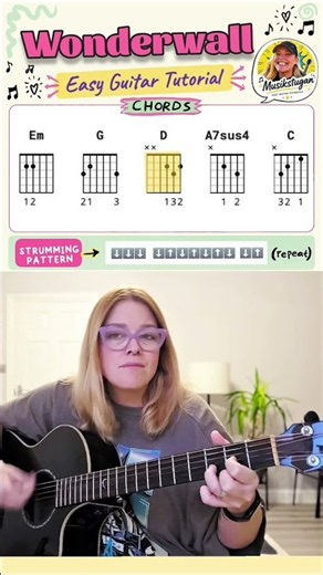 Learn to Play Wonderwall on guitar! #Wonderwall #Oasis #GuitarTutorial #BeginnerGuitar
