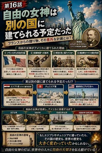 【学校で教えてくれない歴史雑学】自由の女神は別の国に建てられる予定だった