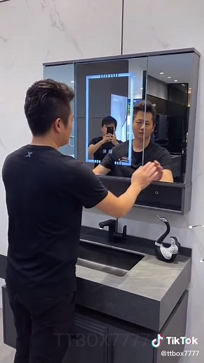 Smart Bathroom Cabinet set with Nano Technology Basin 轻奢纳米岩石板一体盆浴室柜 #basin #bathroommakeover #洗漱柜