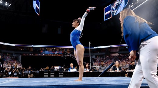 One last #FridaFriday for Frida Esparza, whose NCAA semifinal performance on bars earned her All-America honors and helped push the Bruins into the final. #GoBruins | #FlashbackFriday | UCLA Gymnastics