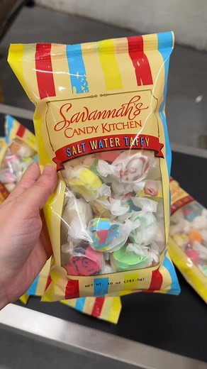 Our saltwater taffy making its way through our packaging machine 🍬 #taffy #packagingmachine #packagingmachinery #taffys #candy #candymaking #candyshop #candystore #asmrvideo