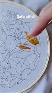 Basic petal embroidery💛 Sunflower pattern🌻 #embroidery #tutorial #diy #handmade #art #craft #stitch