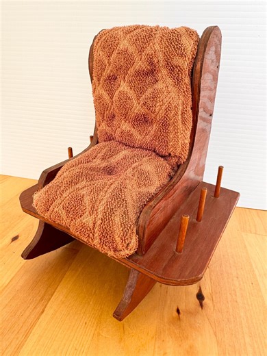 Vintage Handmade Sewing Caddy, Wood Rocking Chair 5 Spool Holders, Pin Cushion, Scissors Holder - Etsy