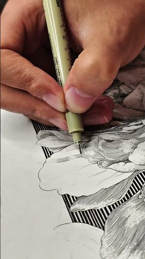 🖊 Fineliner Drawing | The True Beauty of Peony Blossoms 🌸Description: #art #painting #drawing