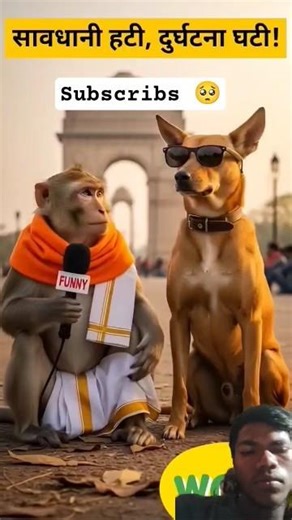 सावधानी हटी, दुर्घटना घटी! 😎🤩😂 #funny #shortvideos#viralshorts #trending #monkey #comedy #dogtalk
