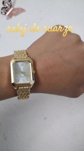 Reloj elegante de cuarzo dorado para mujer