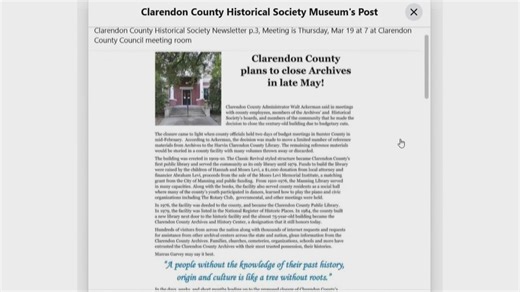 Future of Clarendon County history center uncertain amid budget proposal