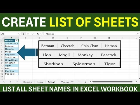 Create a List of all Worksheet Names in Excel | List all Sheet Names in Excel Workbook