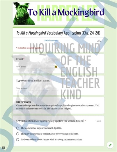 To Kill a Mockingbird Chapters 24-26 Vocabulary Games | Word Search | Google