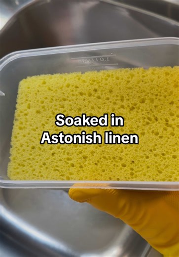 Episode 2 of soaking this sponge in 1 product. Astonish linen disinfectant as suggested by @tf 💙 This was stunning thank you for your suggestion😍 #cleantok #spongeasmr #soakedsponge #spongesqueezing #spongesqueezingasmr