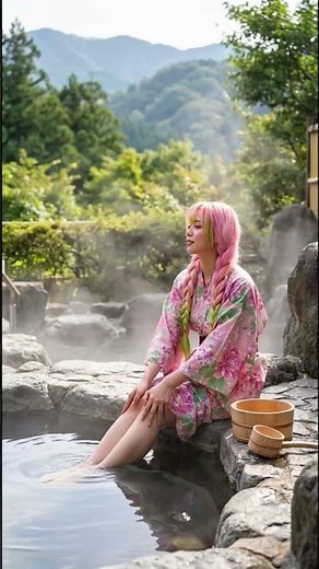 Mitsuri Kanroji Relaxing in a Hot Spring | Love Hashira’s Cozy Time ♨️💕 #cosplay #anime