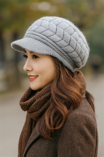 Women’s Fleece-lined Beret Hat | Warm Winter Knit Cap | Cozy Embossed Christmas Gift - Etsy