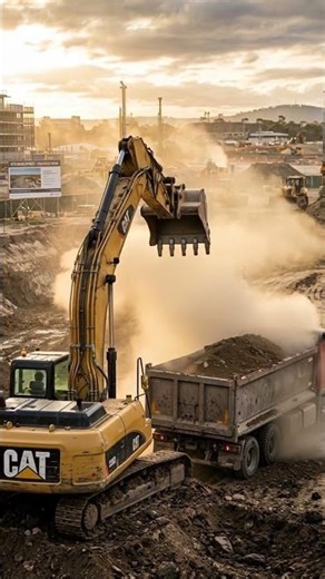 Excavator Digging and Loading Dirt Perfectly