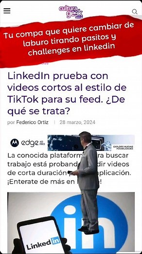 📌 ¡LinkedIn prueba con videos cortos al estilo de TikTok para su feed! Según informó la compañía TechCrunch, la plataforma perteneciente a Microsoft confirmó que está probando añadir videos de corta duración a su feed. La noticia surgió a partir de un tweet en donde se anuncia que Austin Null, director de la agencia de influencers McKinney, vio cómo sería el nuevo feed de la aplicación de LinkedIn. Además, Null compartió una breve demostración de cómo se vería. Allí se muestra que para visualiz
