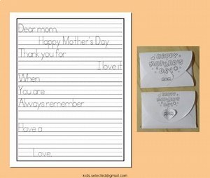 Mothers Day Letter Writing Paper Template Prompts Activity Handwriting Envelope