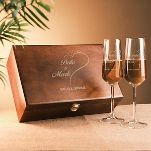 Personalized Wedding Champagne Flutes, Wedding Toasting Flutes, Wedding Favors for Couples,wooden Boxed Champagne Glasses - Etsy