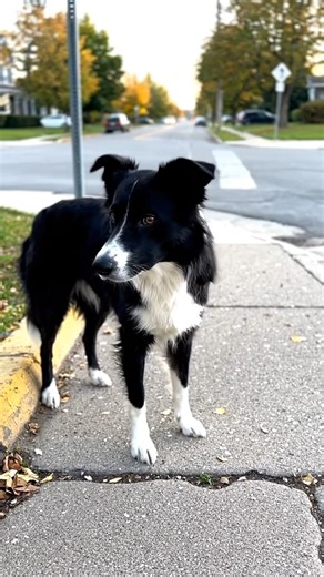Stopped walk, steady watch 🐶 Some streets invite waiting. #BorderCollie #CityWalks #DogAwareness #EverydayMoments | Border Collie Stories